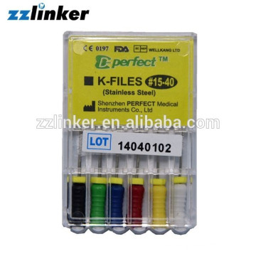 LK-Q22 de acero inoxidable Dental K archivo de uso de la mano 15-40 6pcs / box